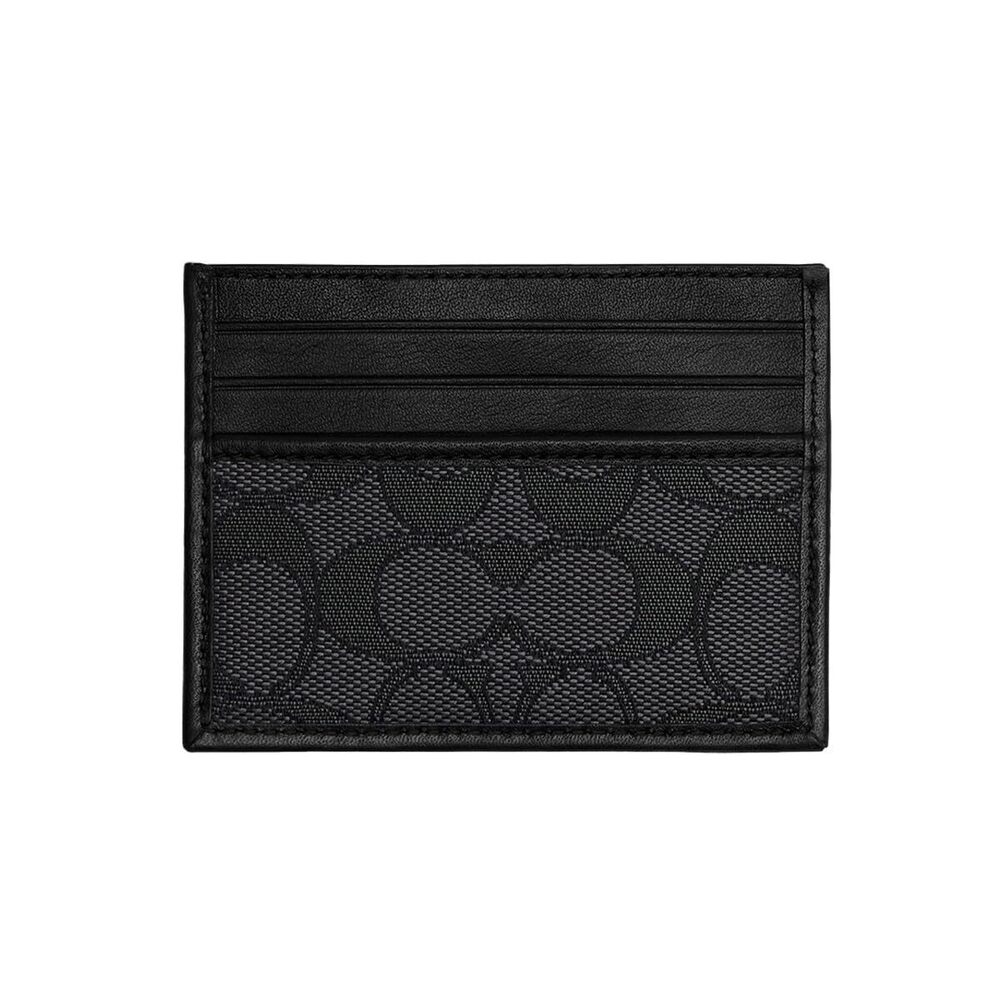 6004 Refined Card Case in Signature Jacquard, Charcoal/Black